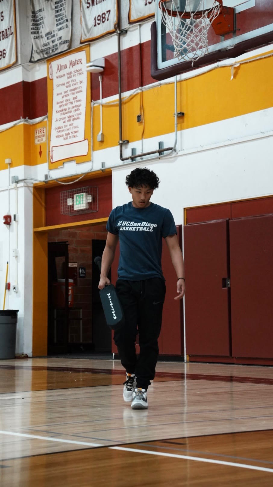 Coach Ethan Shigamora on the court in Hacienda Heights, CA
